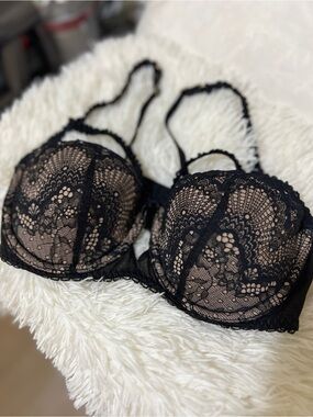 Adore Me “Kimmy” Black Lace Balcony Bra - 34C